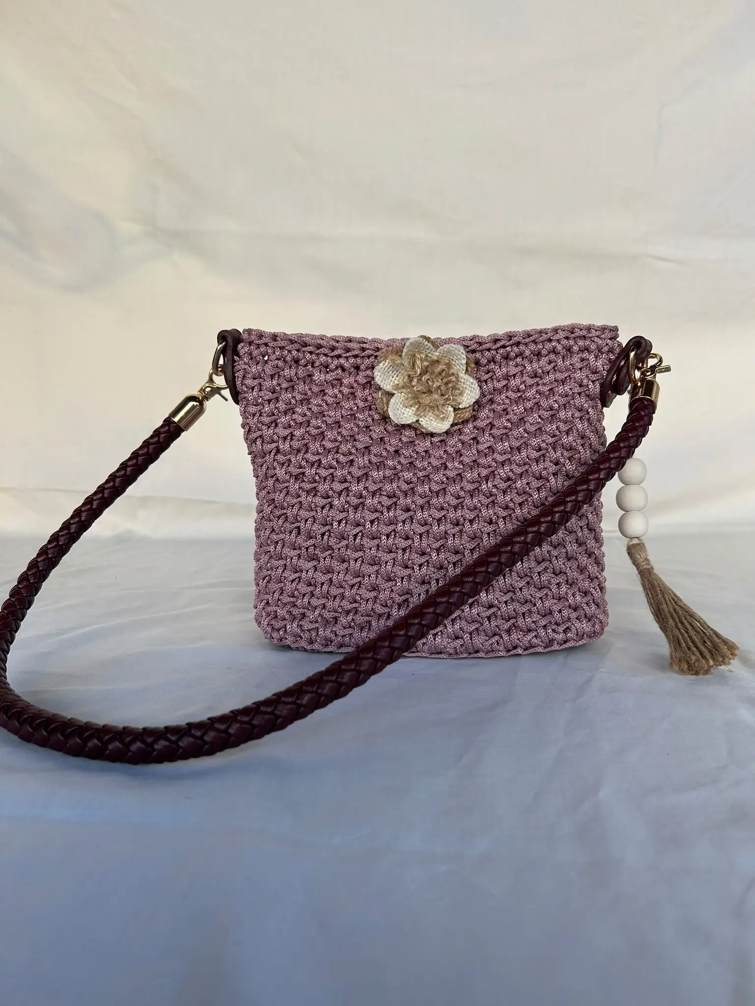 Lilac bag with flower and tassel – Bags and purses